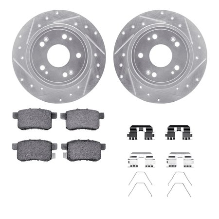 DYNAMIC FRICTION CO 7312-59082, Rotors-Drilled, Slotted-SLV w/3000 Series Ceramic Brake Pads incl. Hardware, Zinc Coat 7312-59082